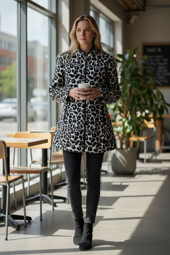 Damen wolljacke leopardenprint - wolljacke,