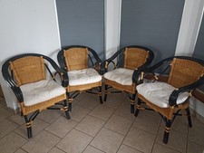 Korbstühle 4er Set mit Sitzauflage