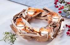 Adventskranz Wood mit Glaseinsätzen ,Nachhaltig und wiederverwendbar Treibholz