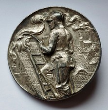 Antike Feuerwehr-Plakette – F. Schierz – versilbert, ca. Ø 10 cm, 127 g