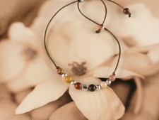 Armband handmade Edelstein Perlen Mookait und 925 Sterling Silber verstellbar