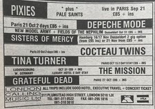 SISTERS OF MERCY - GIG ADVERT - HAMBURG - 16/11/90 - GRATEFUL DEAD-DEPECHE MODE