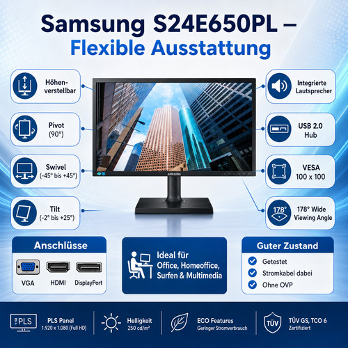 Samsung s24e650pl full hd - samsung, 24"