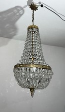 Original Jugendstil Hängelampe Kristallbehang Lüster Deckenlampe 70er 80er