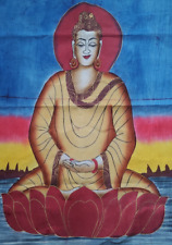 Wandbehang Tuch UNIKAT Handarbeit BATIK 75cm x 116cm ungesäumt Bild BUDDA Buddah