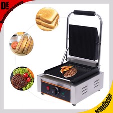 Kontaktgrill geriffelt 1800W Gastro Panini Toaster Elektro Grillplatte Edelstahl