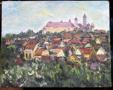 :ÖLGEMÄLDE BURG HARBURG SCHWABEN RIES °SIGNIERT KAMINSTKY ANTIK MITTELALTER