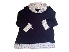 shirt langarm damen blau mit