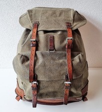 Robuster, alter Schweizer Armee Rucksack, Segeltuch & Leder Original 1971, Nr.19