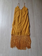 💛  ZARA Damen Kleid mit Fransen – Gr.S – Trendfarbe Gelb– Sommer 2025