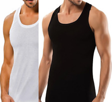 2-4-8-12  Herren Unterhemden Extralang 100% Baumwolle Feinripp Top Achselhemd 