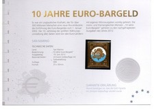 San Marino, 10 Jahre Euro-Bargeld. Gold-Vignette ** 