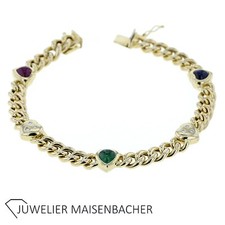 Armband mit Diamant, Rubin, Smaragd und Saphir in Herzform