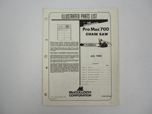 Mcculloch promac 700 chain saw - mcculloch,