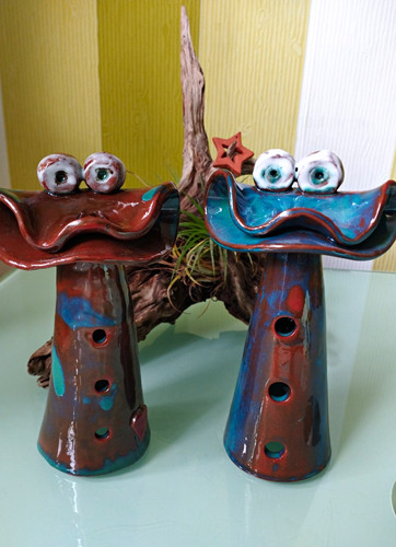 Keramik frosch zaunstecker - keramik,