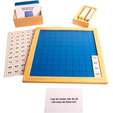 Montessori Hunderterbrett mit Arbeitskartei, Montessori-Material Hundertertafel