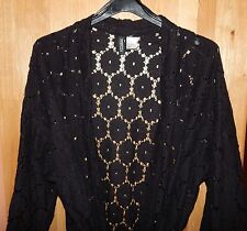 Lange Shirt- Jacke, Loch-Stickerei H&M  schwarz  M neu