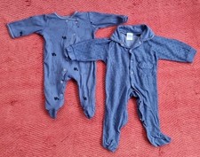 Strampler 50 56 Blau Strampelanzug Overall Frottee Baumwolle