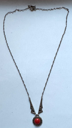 Art deco collier mit koralle - collier,