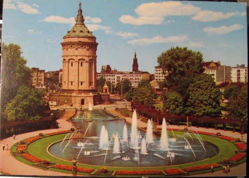 Mannheim fontäne am - ak,