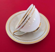 1954 Freiberger Sammeltasse Mokka Mocca Gold DDR GDR Perlrand Jugendstil Art Set