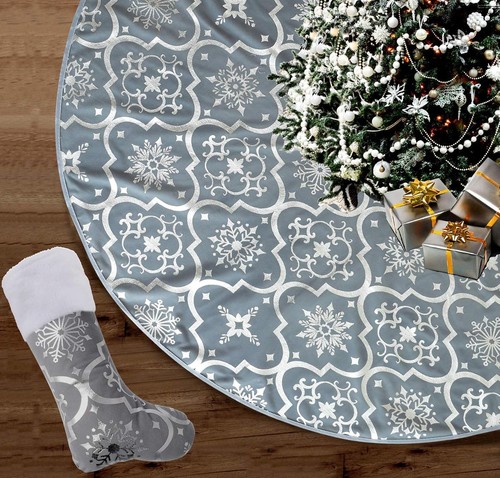 Weihnachtsbaumdecke 91cm grau - weihnachtsbaumdecke,