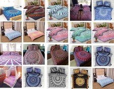 Indisch Hippie Bettwäsche Set Doppelbett Größe 100% Baumwolle Mandala Steppdecke