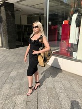 Zara Bandage Midi Kleid Herve Stil Elastisch Schwarz 36 Volant Rüschen S