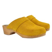 Schwedische Clogs Aus Gelbem Wildleder Mit Absatz 4,5 Cm - GL123 CAM GELB