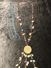 2 Modeschmuckketten bunt/Hippie 2 tlg.