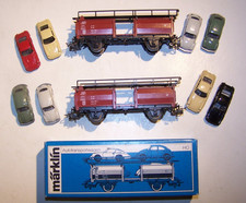 Märklin h0: 2x DB Autotransportwagen (4613) mit Wiking Autos (VW + Porsche)