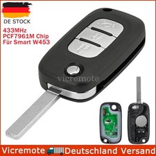 3 Tasten 433MHz Funkschlüssel 4A - PCF7961M Für Smart Fortwo Forfour W453 2014+