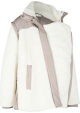 Umstands-Jacke Tragejacke mit abnehmbaren Ärmeln Gr. 48 Steingrau Wollweiß Neu