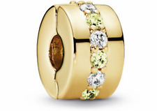 Charm Bead Clip Gold Zirkon weiß /gelb 925 Sterling Silber