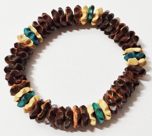 Holz armband braun türkis - holz,