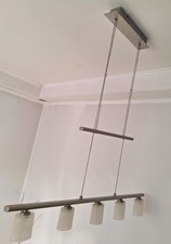 Hängelampe- Halogenlampe, silber, dimmbar, höhenverstellbar