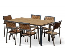 Gartengarnitur Edelstahl Teak