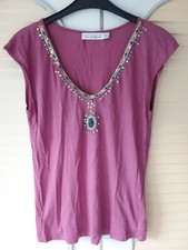 Shirt von Zara in der Größe L mit Pailletten und Schmucksteinchen, Farbe Lila