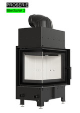 Kamineinsatz aus Stahl KRATKI FLOKI S links 8 kW Ø 160 mit Türfeder