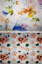 Viskosejersey Blumen Schmetterling gemalt Meterware Jersey Viskose Stoff Design