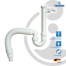 tecuro Spülen Siphon Geruchsverschluss flexibel kürzbarer Ablaufschlauch - 1 1/2
