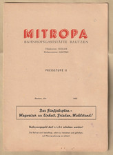 MITROPA DDR Speisekarte