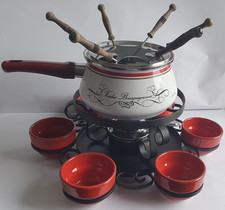 Fondue Set Vintage mit Geschirr