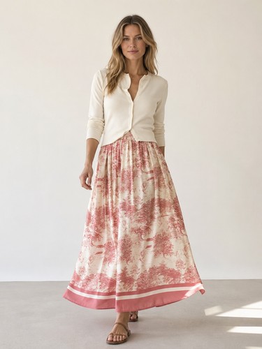 Toile jouy midi rock rose - rock,