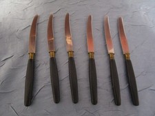 6 antike Obstmesser Set mit schwarzen Griffen Ebenholz ?   R A Rostfrei