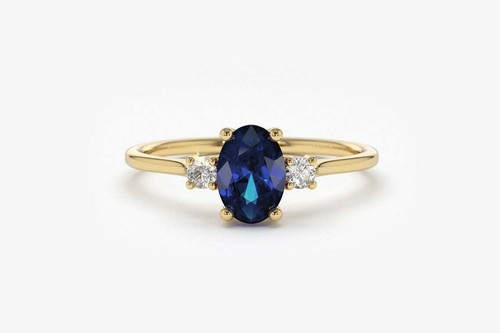 Blauer saphir goldring 55ct - goldring, 0,55ct
