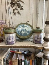 Comoy's Of London VNTG Humidor Tabakdose mit Deckel Kanister Set Segelschiffe