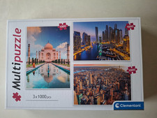 Puzzle 3x1000 Teile Clementoni Multipuzzle "Dubai/New York City/Taj Mahal"