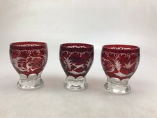 3x Böhmisches Glas Rot