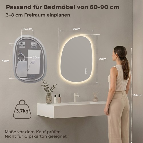 Led badspiegel asymmetrisch - led,